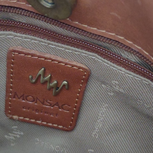 Monsac Tote Handbag Medium Brown Excellent - Picture 5 of 8